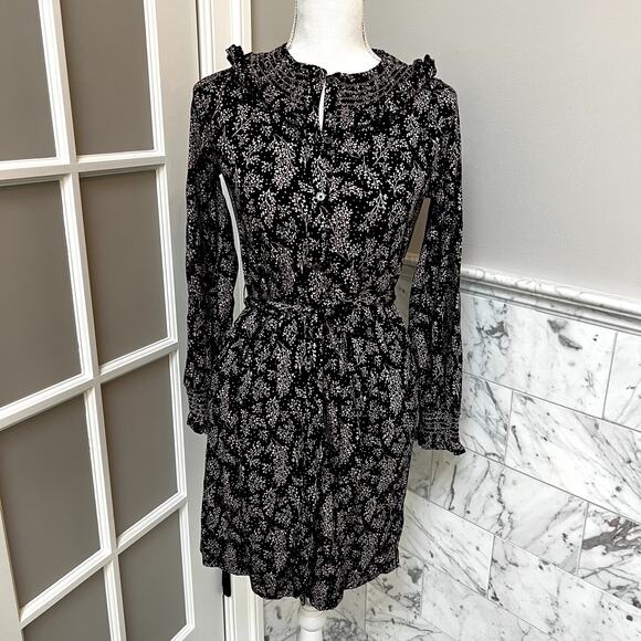 Boden Cotton Jersey Smocked Milkshake Leaf Sprig Fall Floral Size 6 R Dress - Picture 2 of 6